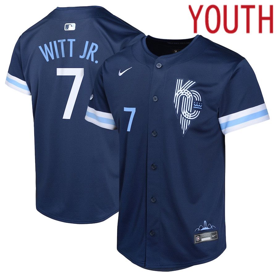 Youth Kansas City Royals #7 Bobby Witt Jr. Nike Navy City Connect Limited Player MLB Jersey->youth mlb jersey->Youth Jersey